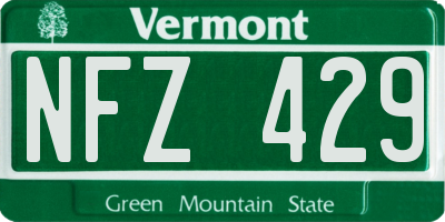 VT license plate NFZ429