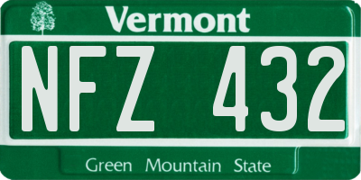 VT license plate NFZ432