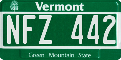 VT license plate NFZ442