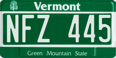 VT license plate NFZ445