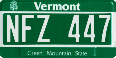 VT license plate NFZ447