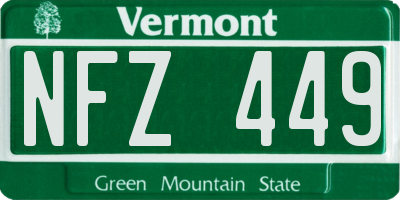 VT license plate NFZ449