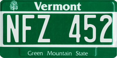 VT license plate NFZ452