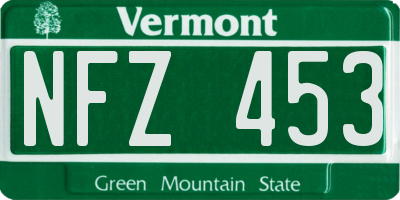 VT license plate NFZ453