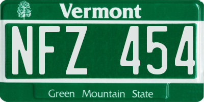 VT license plate NFZ454