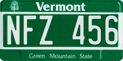 VT license plate NFZ456