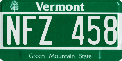 VT license plate NFZ458