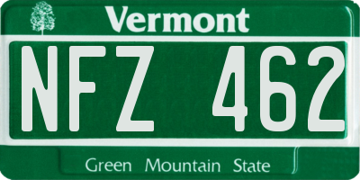 VT license plate NFZ462
