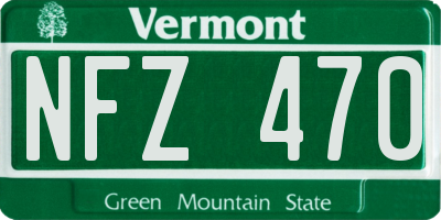 VT license plate NFZ470