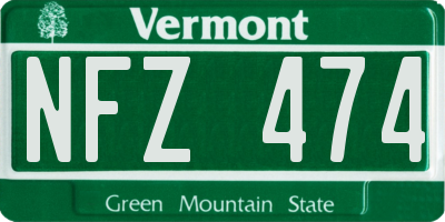VT license plate NFZ474