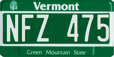 VT license plate NFZ475