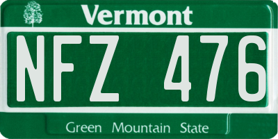VT license plate NFZ476
