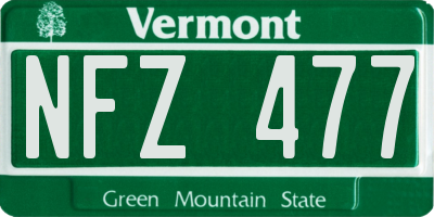 VT license plate NFZ477