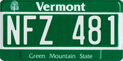 VT license plate NFZ481