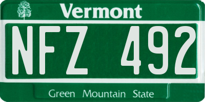 VT license plate NFZ492