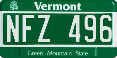 VT license plate NFZ496