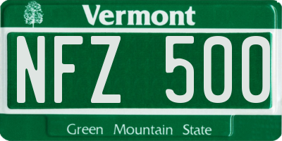 VT license plate NFZ500