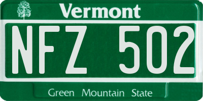 VT license plate NFZ502
