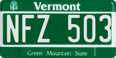 VT license plate NFZ503