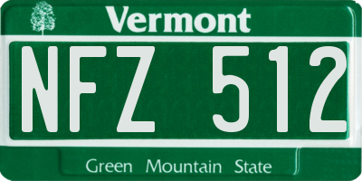 VT license plate NFZ512