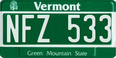 VT license plate NFZ533