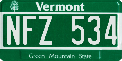 VT license plate NFZ534