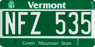 VT license plate NFZ535