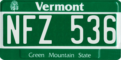 VT license plate NFZ536