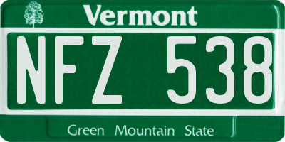 VT license plate NFZ538