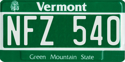 VT license plate NFZ540