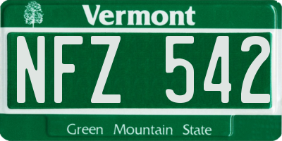 VT license plate NFZ542