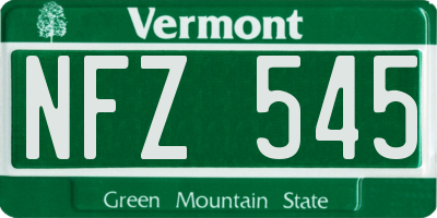 VT license plate NFZ545