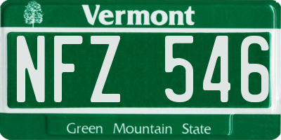 VT license plate NFZ546