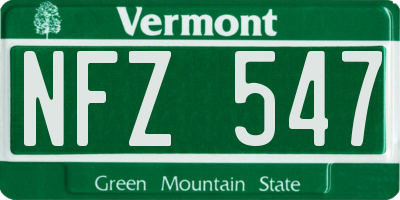 VT license plate NFZ547