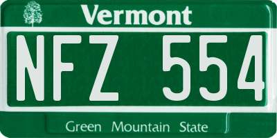 VT license plate NFZ554