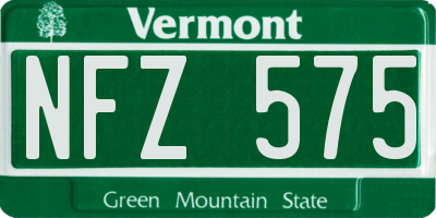 VT license plate NFZ575