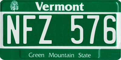 VT license plate NFZ576