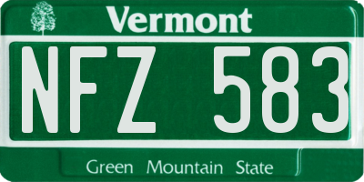 VT license plate NFZ583