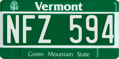 VT license plate NFZ594