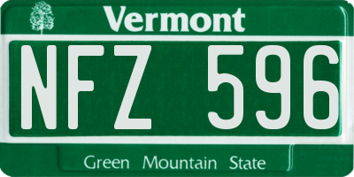 VT license plate NFZ596