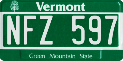 VT license plate NFZ597