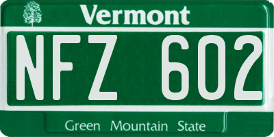 VT license plate NFZ602