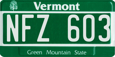 VT license plate NFZ603