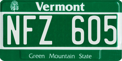 VT license plate NFZ605
