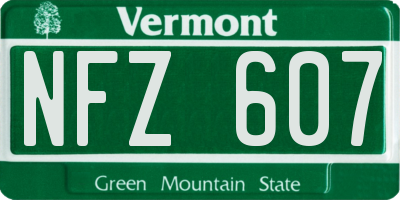 VT license plate NFZ607