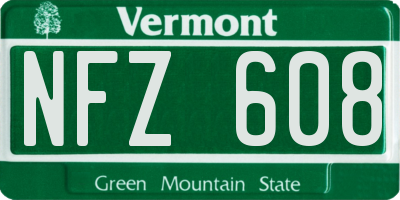 VT license plate NFZ608