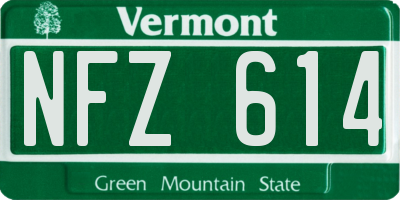 VT license plate NFZ614