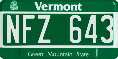VT license plate NFZ643