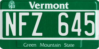 VT license plate NFZ645