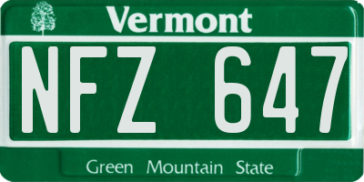 VT license plate NFZ647